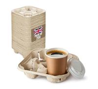 We Can Source It Ltd® - 180 x (4 Cup) Holders Biodegradable Carrier Molded Pulp Fibre - Takeaway Shops Restaurants