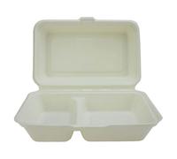 We Can Source It Ltd - 2 Compartment Bagasse Burger Boxes 240x155x75mm with Secure Hinged Lid - Strong Disposable Takeaway Food Containers - Ideal for Burgers, Meals, and Catering Use - Pack of 50