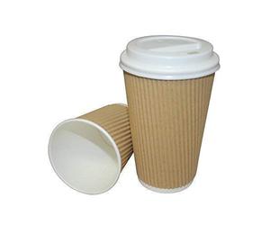We Can Source It Ltd 200 x 12oz Ripple Brown Kraft Paper Cups - 3-PLY Disposable Insulated Coffee Cups with Secure White SIP Through Lids - Leak-Proof Durable Paper Cup for Tea, Coffee & Hot Beverages