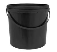 We Can Source It Ltd - 20L Litre Black Plastic Bucket With Handle & Lid - Food Safe/Heavy Duty - 2 Buckets