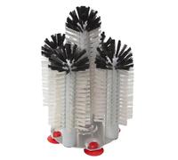 We Can Source It Ltd - 5 Head Glass Washer Brush with Suction Base - Heavy Duty Water Bottle & Pint Glass Cleaning Brush with Raised Centre - Angled Bristle Cleaner for Bar, Kitchen, Restaurant & Sink