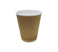 We Can Source It Ltd - 50 x 12oz Ripple Brown Kraft Paper Cups - Strong 3-PLY Disposable Insulated Coffee Cups - Leak-Proof Recyclable Drinking Cups for Hot Drinks, Tea, Coffee and Beverages