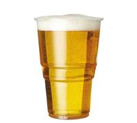 We Can Source It Ltd - 50 x Clear Strong Plastic Half Pint Cups - 10oz Disposable Beer Glasses Tumblers - BPA-Free Plastic Cocktail Glasses with CE Marking - Recyclable Tumblers for Parties