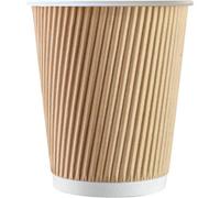We Can Source It Ltd - 500 X 12Oz Ripple Brown Kraft Paper Cups - Strong 3-Ply Disposable Insulated Coffee Cups