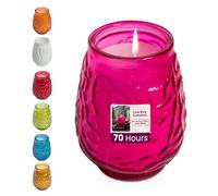 We Can Source It Ltd - 6 x Low Boy Glass Jar Candles with 70 Hour Burn Time - Fuchsia Pink Wax Jars for Home, Garden, Restaurant & Commercial Use - Lead-Free Cotton Wick