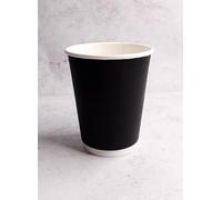 We Can Source It Ltd - 8oz Black Insulated Takeaway Cups with Black Lids - Disposable Double Wall Paper Cups for Coffee and Cold Drinks - Pack of 500