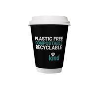 We Can Source It Ltd - 8oz Cup Kind Compostable Paper Cups - Double Walled Hot Drink Cups with Starch Lining - Plastic-Free, Recyclable Cups for Catering and Takeaway - Pack of 50 (with Lids)