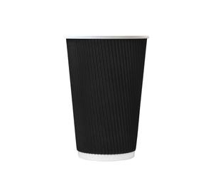 We Can Source It Ltd - 8oz Disposable Kraft Ripple Paper Cups - Insulated Black Paper Cups with 3 Ply Construction - 100% Compostable Recyclable - for Tea, Coffee, Hot Drinks - 500Pc