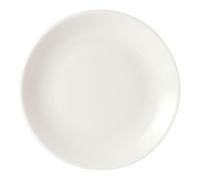 We Can Source It Ltd Academy White Coupe Plate, 26cm Round Fine China Ceramic Serving Plates, Dishwasher & Microwave Safe, Pack of 6