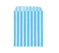 We Can Source It Ltd - Aqua Blue Candy Stripe Paper Sweet Bags 5"x7" with Fold Top Design - Perfect for Weddings, Parties, and Favours - Lightweight, Food Safe, and Reusable - Pack of 100