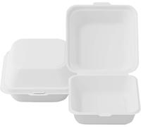 We Can Source It Ltd - Bagasse Clamshell Burger Boxes 6 Inch - Strong Food Containers for Hot and Cold Burgers - Secure Lid for Takeaway, Cafes, Delivery - Easy to Store and Transport - Pack of 150