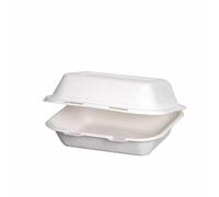 We Can Source It Ltd Biodegradable Sugarcane Clamshell Takeaway Box 7 x 5 Inch - Pack of 250 - Eco-friendly Packaging
