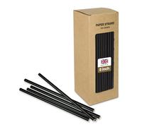 We Can Source It Ltd - Black Paper Straws (8"/200mm) - Eco-Friendly, Biodegradable & Compostable - Durable Drinking Straws for Parties, Cocktails, Tumblers, Hot & Cold Drinks - Pack of 250