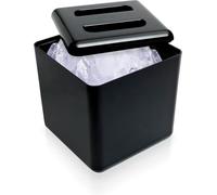We Can Source It Ltd - Black Plastic Ice Bucket with Lid and Double-Wall Design - Bar and Pub Ice Cooler for Parties - Durable Lightweight Construction - Keeps Ice Fresh and Ready - 4ltr/7pt(Square)