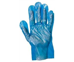 We Can Source It Ltd - Blue PE Plastic Polythene Gloves - Disposable Food Safe Gloves - Textured Grip for Catering, Food Handling, Cleaning, Low-Risk Care - One Size Fits All - Pack of 100