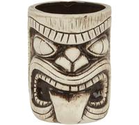 We Can Source It Ltd - Ceramic Tiki Mug 1 x 450ml with Polynesian Face Design - Ideal for Cocktails and Beach Parties - Light and Coffee Brown - Durable and Decorative Drinkware