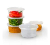 We Can Source It Ltd - Clear Plastic Containers Round Tubs with Lids - Microwave Safe Takeaway Storage Box - 16oz/500ml Freezer Safe Tubs - Pack of 100