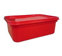 We Can Source It Ltd - Colour Code Plastic Rectangular Ice Cream Containers & Lids - Food Storage For Kitchen 2L Size-Red - Pack of 60