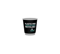 We Can Source It Ltd Compostable Paper Cup Plastic Free Recyclable Double Walled - 8oz CupKindwith Bagasse Fibre Lids Pack of 100