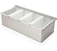 We Can Source It Ltd - Condiment Holder Storage Unit Dispenser Bar Tray Stainless Steel 4 Compartment - Organise Sauces, Spices, and Toppings - Ideal for Bars, Restaurants, Kitchens, and Home Use