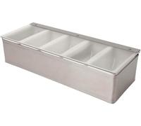 We Can Source It Ltd - Condiment Holder Storage Unit Dispenser Bar Tray Stainless Steel 5 Compartment - Organise Sauces, Spices, and Toppings - Ideal for Bars, Restaurants, Kitchens, and Home Use