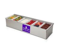 We Can Source It Ltd - Condiment Holder Storage Unit Dispenser Bar Tray Stainless Steel 6 Compartment - Organise Sauces, Spices, and Toppings - Ideal for Bars, Restaurants, Kitchens, and Home Use