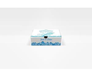 We Can Source It Ltd - Corrugated Card Fish and Chips Takeaway Small Boxes 142x160x50mm with Printed Design - Ideal for Takeout, Fast Food, Restaurants - Disposable, Sturdy and Easy to Use - 200 Boxes