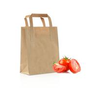 We Can Source It Ltd - Decomposable Brown SOS Kraft Paper Bags with Tape Handles - Small Size Paper Bags - Fully Compostable, Biodegradable and Eco-Friendly-For Indian Chinese Takeaway - 50 Pack