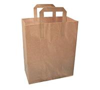 We Can Source It Ltd - Decomposable Brown SOS Kraft Paper Bags with Tape Handles - Small Size Paper Bags - Fully Compostable, Biodegradable and Eco-Friendly - For Indian Chinese Takeaway - 100 Pack