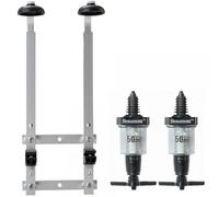 We Can Source It Ltd - Durable Black 2 × 50 ml Solo Bar Optic Spirit Measures with 2-Bottle Wall Mount Bracket - Heavy-Duty, Accurate Pour, For 70 cl-1 L Bottles, Compact Bar or Home Use, Fast Setup