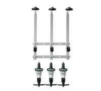 We Can Source It Ltd - Durable Black 3 × 25 ml Solo Bar Optic Spirit Measures with 3-Bottle Wall Mount Bracket - Heavy-Duty, Accurate Pour, For 70 cl-1 L Bottles, Compact Bar or Home Use, Fast Setup