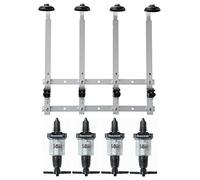 We Can Source It Ltd - Durable Black 4 × 50 ml Solo Bar Optic Spirit Measures with 4-Bottle Wall Mount Bracket - Heavy-Duty, Accurate Pour, For 70 cl-1 L Bottles, Compact Bar or Home Use, Fast Setup