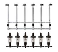 We Can Source It Ltd - Durable Black 6 × 35 ml Solo Bar Optic Spirit Measures with 6-Bottle Wall Mount Bracket - Heavy-Duty, Accurate Pour, For 70 cl-1 L Bottles, Compact Bar or Home Use, Fast Setup