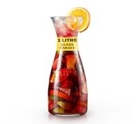 We Can Source It Ltd - Glass Carafe 1 Litre Jug with Embossed Grapes - Juice, Wine & Cocktail Pitcher for Bars, Restaurants, Parties & Home - Durable Serving Carafe with Modern Design - Pack of 2