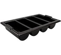 We Can Source It Ltd - Heavy Duty Black Cutlery Tray - Stackable Plastic Organizer for Catering, Restaurants & Kitchens - Durable Storage Solution with Deep Compartments for Efficient Organization