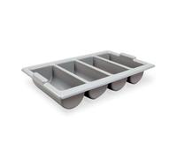 We Can Source It Ltd - Heavy Duty Grey Cutlery Tray - Stackable Plastic Organizer for Catering, Restaurants & Kitchens - Durable Storage Solution with Deep Compartments for Efficient Organization