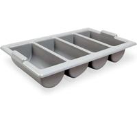 We Can Source It Ltd - Heavy Duty Grey Cutlery Tray - Stackable Plastic Organizer for Catering, Restaurants & Kitchens - Durable Storage Solution with Deep Compartments for Efficient Organization