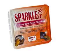 We Can Source It Ltd - Heavy Duty Soap Filled Scourer Pads 10g - Pack of 20 Brillo Style Cleaning Pads for Pots, Pans & Cookware - Industrial Strength Steel Wool Soap Pad for Kitchen & Commercial Use