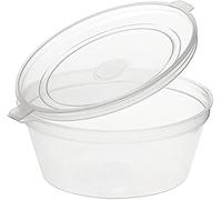 We Can Source It Ltd - Hinged Lid Container, Clear Plastic Re-Usable Sauce Cups, Ideal for Freezing, Storage and Takeaway Hot and Cold Food, 2oz Food Container - 100 Pieces