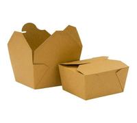 We Can Source It Ltd Kraft Cardboard Food Boxes 26Oz 750Ml Pack Of 10 Disposable Brown Folding Lid Food Containers For Catering