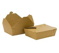 We Can Source It Ltd - Kraft Food Boxes with Greaseproof Design No 3 (70oz) - Lunch, Noodles, Salad, Rice, Pasta - Lightweight and Durable Takeaway Boxes with Lid - Pack of 50