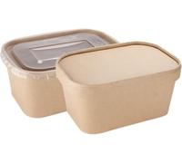 We Can Source It Ltd - Kraft Paper Disposable Food Container with Clear Plastic Lids - 500ml - 50