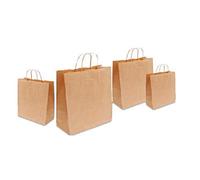 We Can Source It Ltd - Large Decomposable Brown SOS Kraft Paper Bags with Twist Handles - Strong Biodegradable & Compostable Takeaway Carrier Bags for Food, Retail & Gifts - Pack of 50