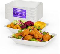 We Can Source It Ltd - Medium 7"x5" Bagasse Sugarcane Chip Trays with Strong Disposable Design - Ideal for Takeaway, Catering & Street Food - Microwave & Freezer Safe, Durable & Recyclable (50)