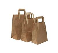 We Can Source It Ltd - Medium Brown Kraft Paper Bags with Flat Tape Handles - Durable Recyclable Paper Carrier Bags - For Takeaway, Catering & Food Service Use - Foldable & Lightweight - Pack of 250