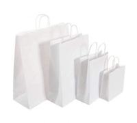We Can Source It Ltd - Medium White SOS Kraft Paper Bags with Twist Handles - Indian & Chinese Food, Shopping, Catering - Durable, Rectangular Paper Bags for Restaurants and Home Use - Pack of 300