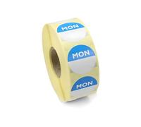 We Can Source It Ltd - Monday Day Dots Food Labels (Blue) - 1000 Removable Self-Adhesive Stickers with Dispenser Box - Food Rotation & Hygiene Labels for Kitchens, Restaurants & Catering