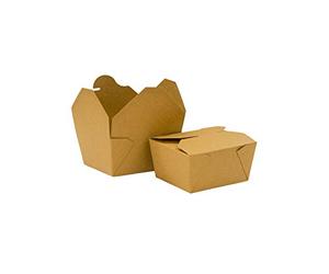 We Can Source It Ltd - No. 1 Kraft Cardboard Food Boxes 26oz with Folding Lids - Takeaway and Restaurant Food Containers - Disposable, Strong and Easy to Use for Hot and Cold Meals - Pack of 50