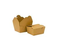 We Can Source It Ltd - No. 1 Kraft Cardboard Food Boxes 28oz with Folding Lids - Takeaway and Restaurant Food Containers - Disposable, Strong and Easy to Use for Hot and Cold Meals - Pack of 100