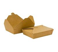 We Can Source It Ltd - No. 3 Kraft Cardboard Food Boxes with Folding Lids - Biodegradable Food Boxes - Takeaway Boxes for Restaurants - 70oz - Pack of 50